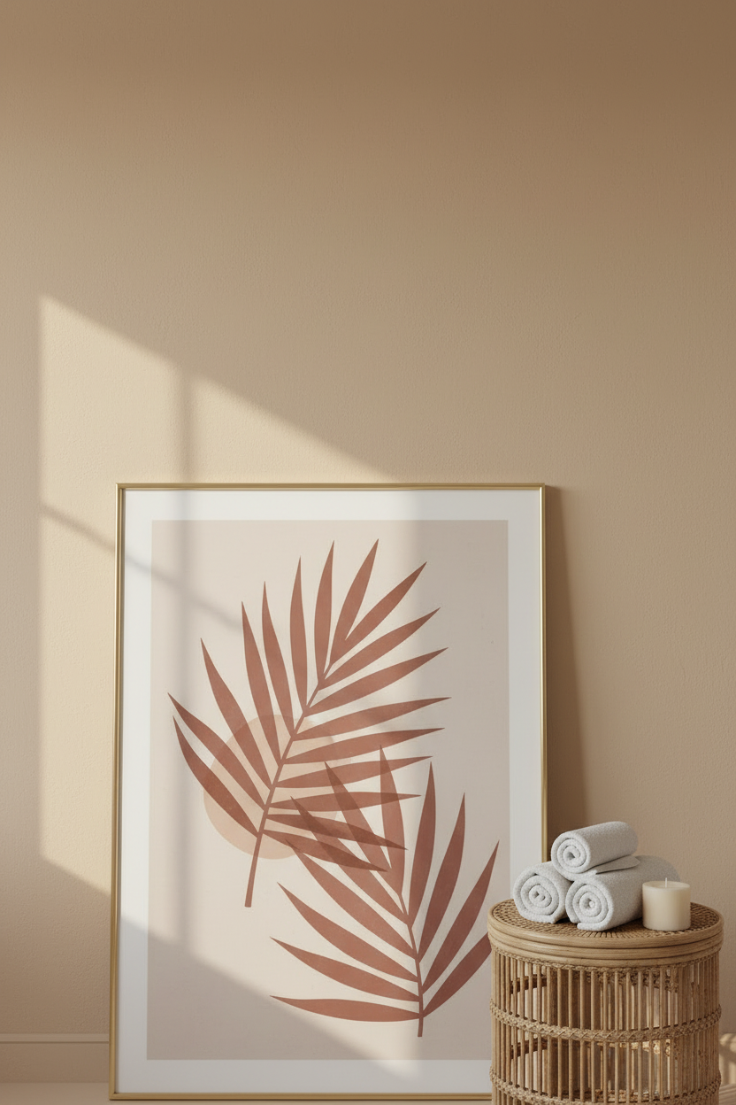 Botanical Spa Bathroom Wall Art - Boho Earthy